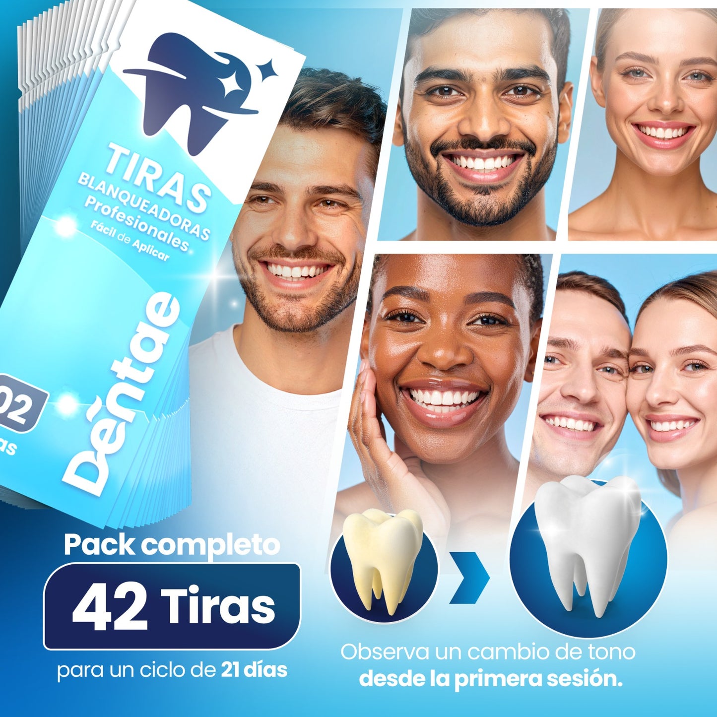 42 Tiras Blanqueadoras de Dientes Dentae